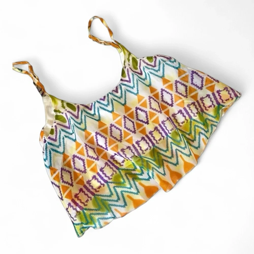 ⛔️SOLD⛔️ LAGACI Crop Top - Chiffon, Built-in Bra, Adj Straps - Sz M NWT - Picture 5 of 13